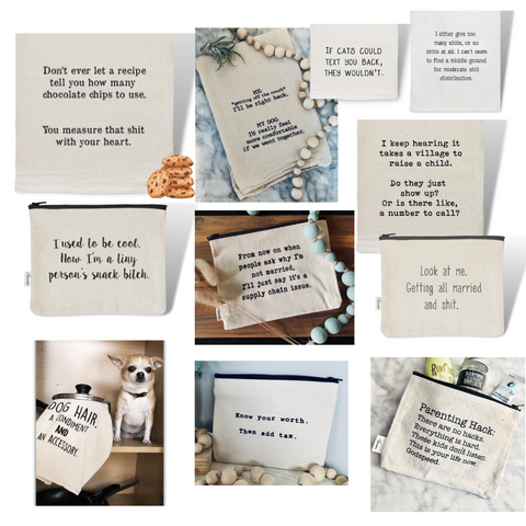 Ellembee Gifts - The Hilarious Kitchen Towels and Zipper Pouches