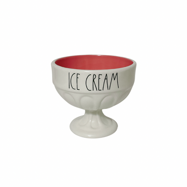 Shabby Chic Ice cream bowl Farmhouse style ice cream bowl rae dunn ice cream bowl with pink in the middle