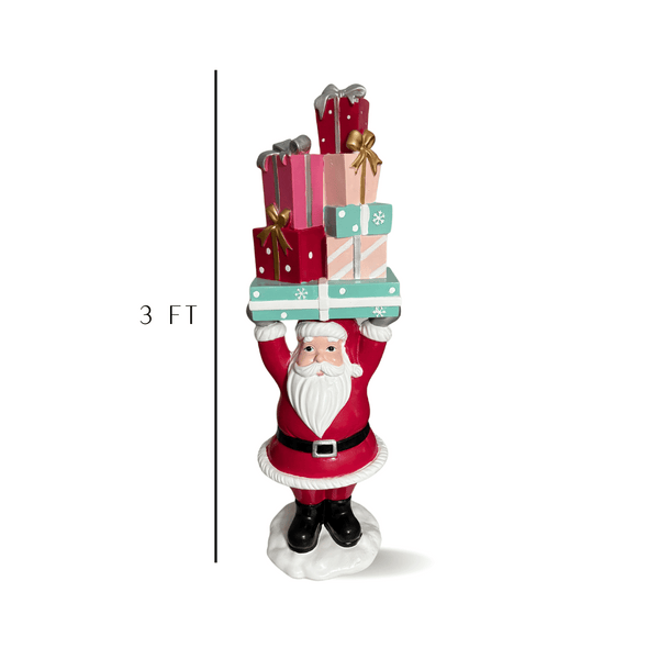 Welcome your guests with this Fabulous holiday piece. &nbsp;This cheerful and bright hand painted Santa is the perfect greeter, holding a vibrant stack of presents that will bring joy to all.  December Diamonds and Regency International Style Santa Greeter