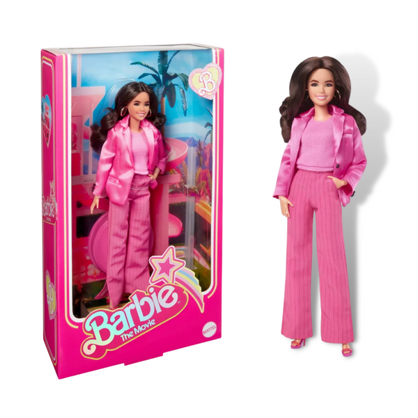 Barbie the Movie Gloria Doll,This collectible Barbie doll is inspired by the Gloria character in Barbie The Movie. Polished yet punchy, our doll commands the room in her three-piece, all-pink power pantsuit look pulled straight from the feature film, with big bouncy curls and stunning multi-color platform heels. This doll makes a great gift for fans and collectors alike.