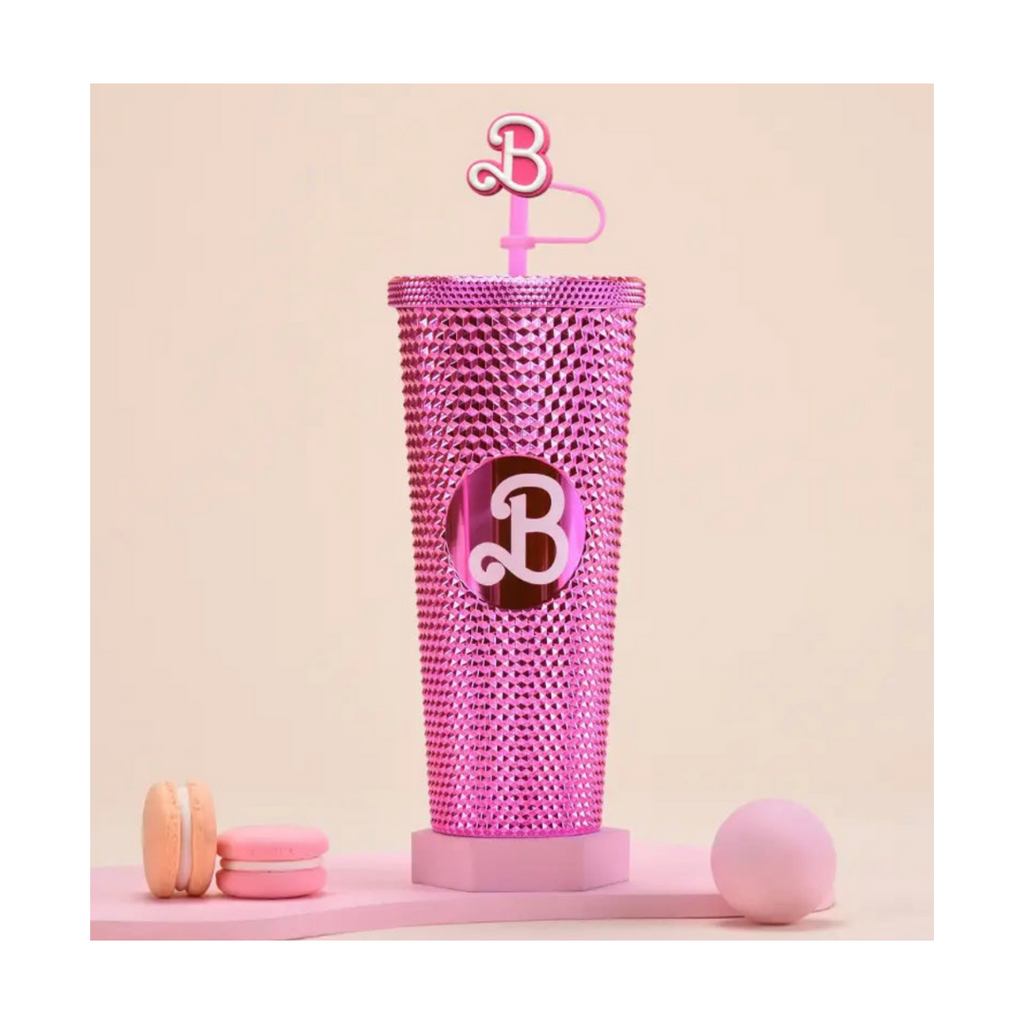 Starbucks style Barbie Tumbler,Let's Go!!! 3 fabulous styles of this 24oz bling studded tumbler with straw and "B" cap. Indulge in style and function with the 24oz Studded Tumbler that goes perfectly with all things Barbie! Made with BPA-free plastic and a leak-proof design these babies will keep your favorite beverages cold in style! Barbie the Movie tumbler