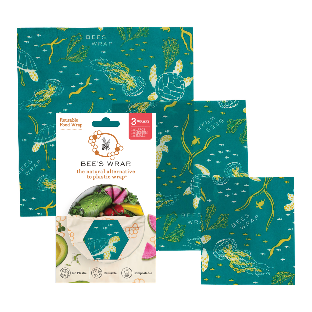 3 wraps showing no plastic but natural food storage options