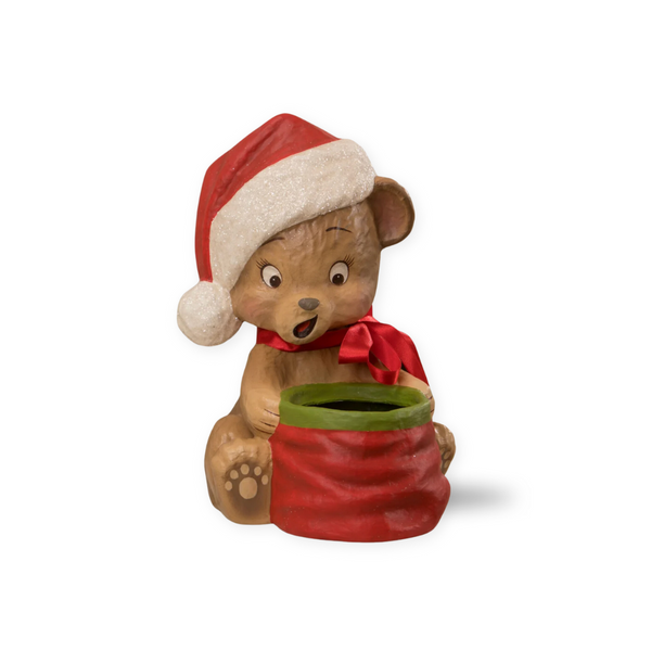 One Left! Bethany Lowe Christmas Surprise Bear | Bethany Lowe Holiday | Vintage Holiday Bear