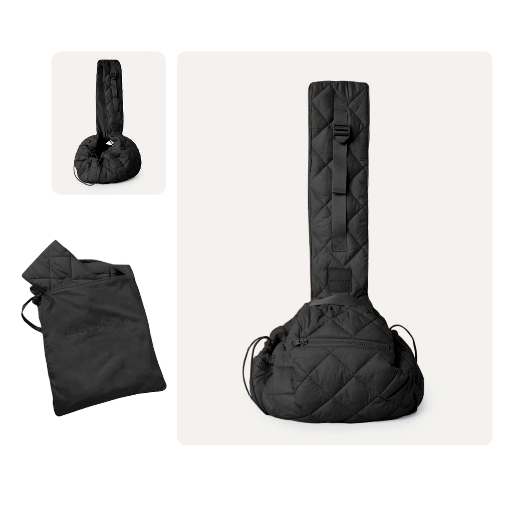 Great packable dog sling in black for small pets.