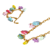 Colorful charm bracelet and necklace with sea-themed beads on a white background