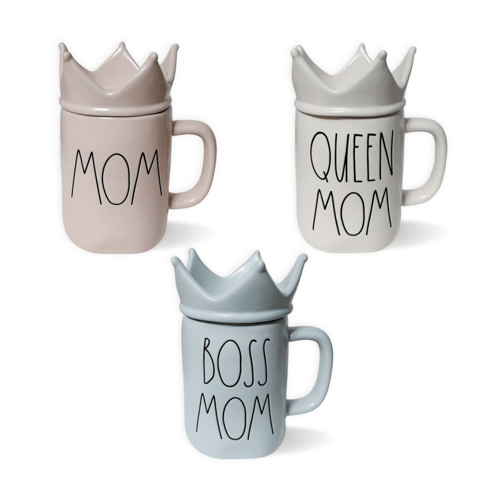 Cute Mom Mugs with Crown | Rae Dunn Crown Ceramic Mom Mugs | Boss Mom Mug Queen Mom Mug