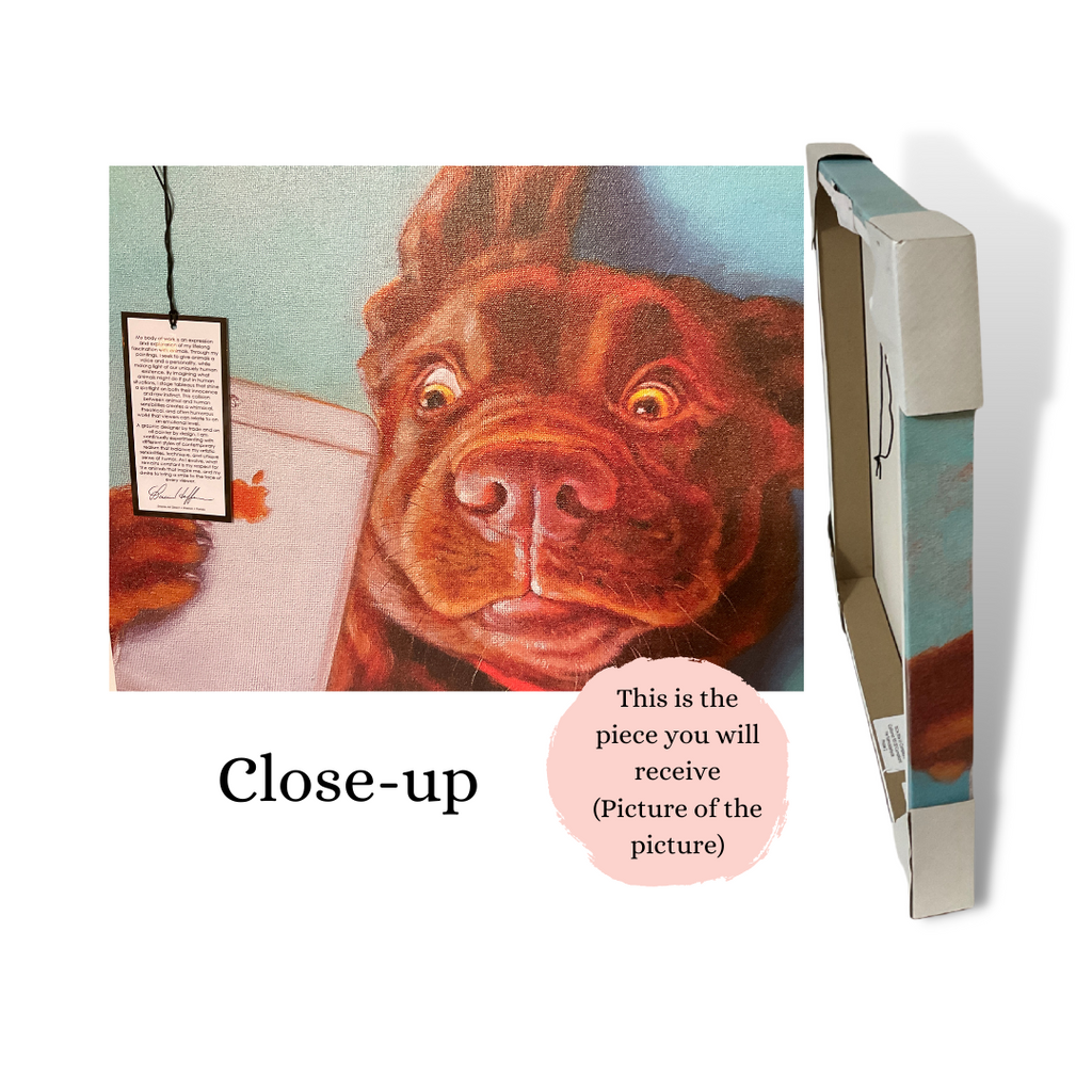 Shocked Chocolate Labrador iPhone Wrapped Canvas Art Lucia Heffernan | Funny Lab Art