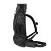 Black backpack with multiple compartments on a white background