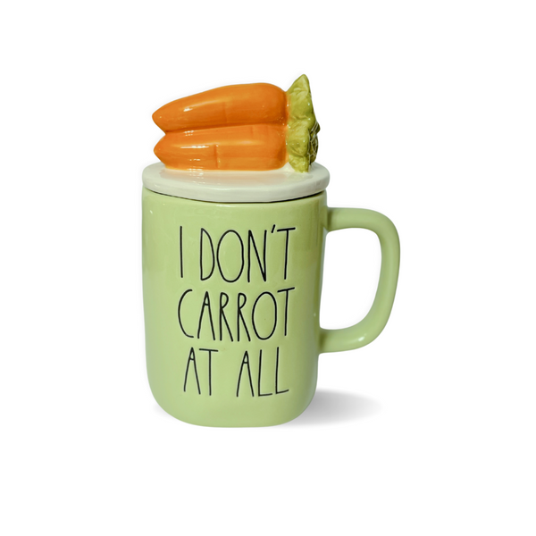 Rae Dunn "I Don't Carrot At All" Coffee Mug with Carrot Top is not only adorable but just so fun! Rae Dunn Topper Mug Carrot Rae Dunn Easter Mugs Rae Dunn Carrot Topper Mug
