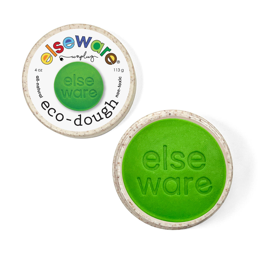 Green eco-dough and container with 'else ware' branding on a white background