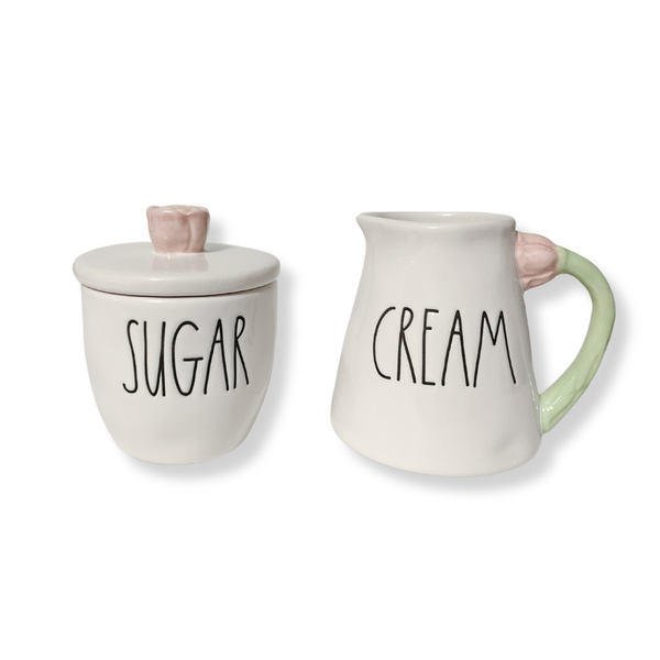 Rae Dunn cream and sugar flower set shabby chic flower cream and sugar farmhouse cream and sugar set 