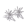 Silver starburst earrings on a white background