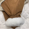 Brown jacket with white fur lining on a white background