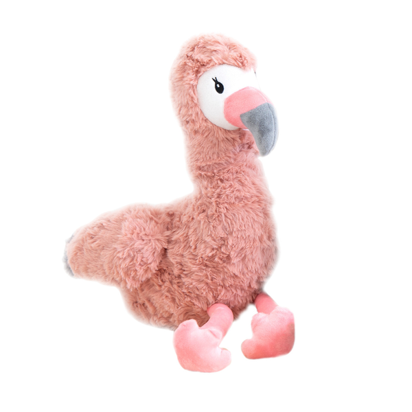 Weighted Plush flamingo toy on a white background