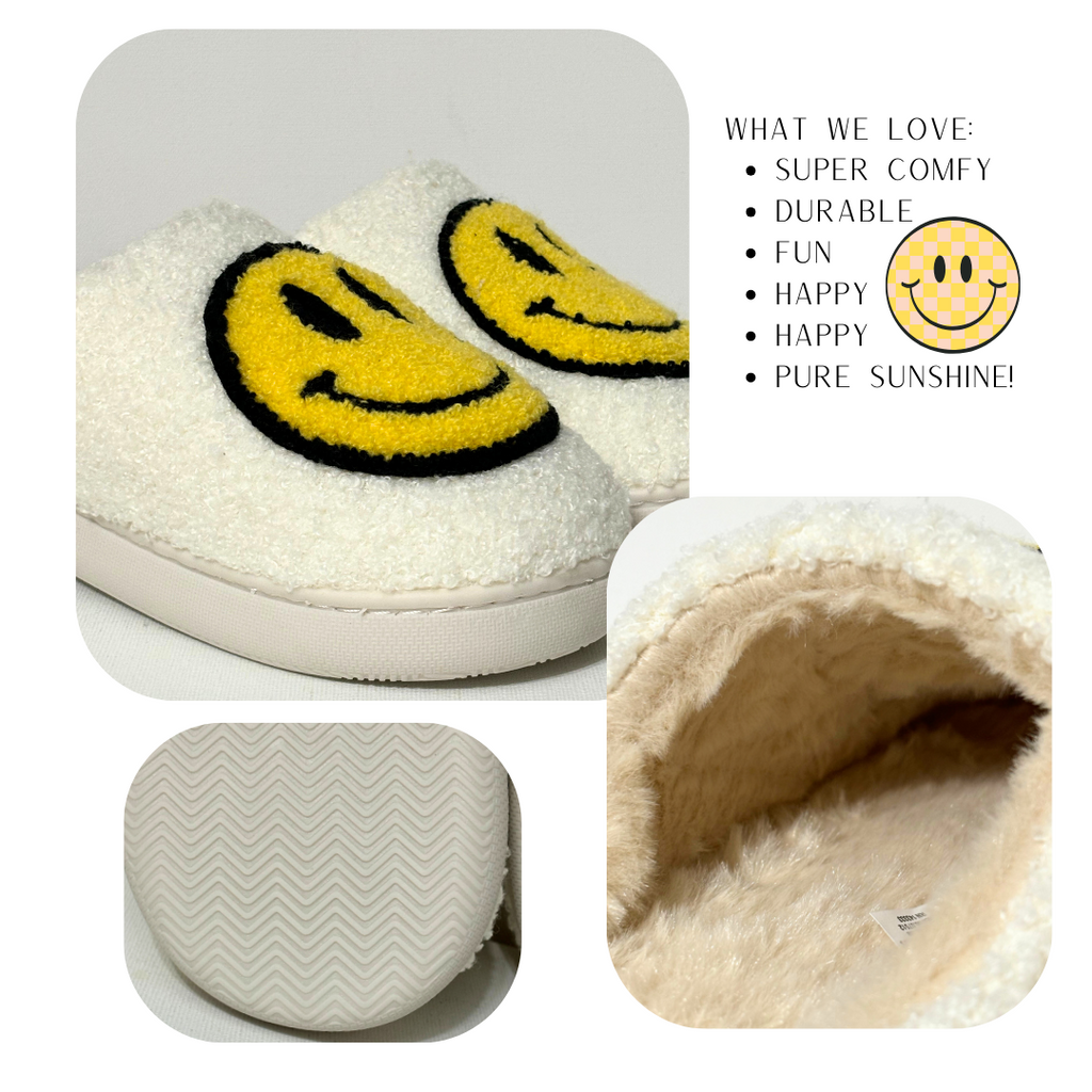 Experience the ultimate comfort and durability with Happy Days Super Comfy Kids Smiley Face Slippers. These are not just any slippers on the market - they are incredibly awesome! Slip into their super-soft interior and let your little one conquer their daily adventures with ease. Great anti slip bottoms!