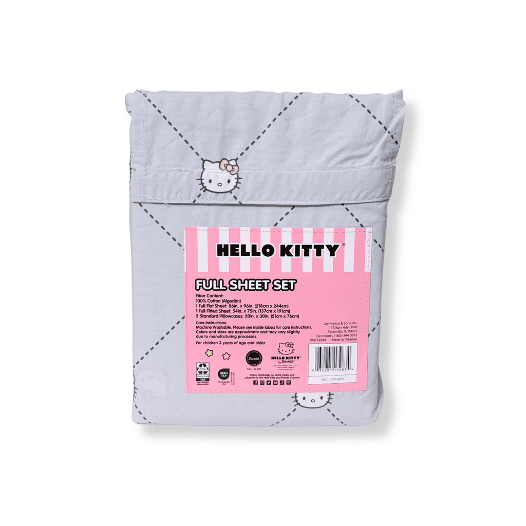 Discover the perfect blend of comfort and cuteness with these Hello Kitty Bedding Sheets! Made with super soft 100% cotton and featuring a simple yet adorable HK face design by Jay Franco &amp; Sons, this set is a must-have for any Hello Kitty fan! Great set for the Adult HK enthusiast!
Hello Kitty Full sheet set