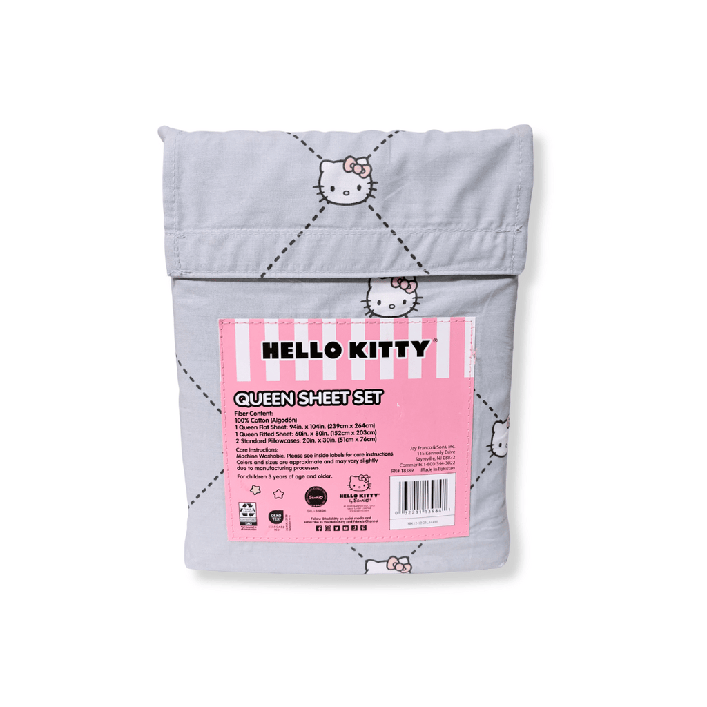 Discover the perfect blend of comfort and cuteness with these Hello Kitty Bedding Sheets! Made with super soft 100% cotton and featuring a simple yet adorable HK face design by Jay Franco &amp; Sons, this set is a must-have for any Hello Kitty fan! Great set for the Adult HK enthusiast! Hello Kitty Queen Sheet Set
