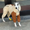 Dog wearing waterproof fleece lined jumpsuit