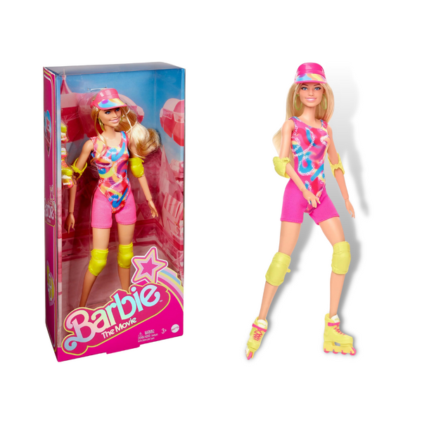 Barbie the Movie, Inline Skating  BarbieThis collectible Barbie doll turns heads in an inline skating outfit pulled straight from Barbie The Movie. She wears a colorful leotard with a hot pink visor, matching biker shorts, and neon Impala inline skates. Made to look like Barbie in the feature film, this doll is a great gift for fans and collectors alike