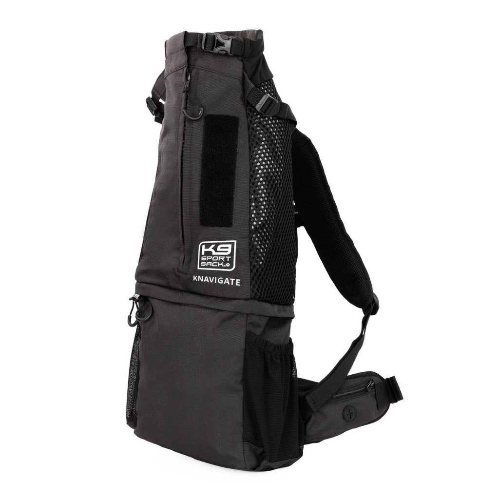 K9 Black backpack with visible branding on a white background port sack navigate 