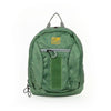 Green backpack with a visible brand logo on a white background
