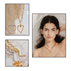 Heart drop necklace in gold or platinum silver with chunky chain pictures