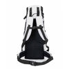 Black and white Dog backpack on a white background