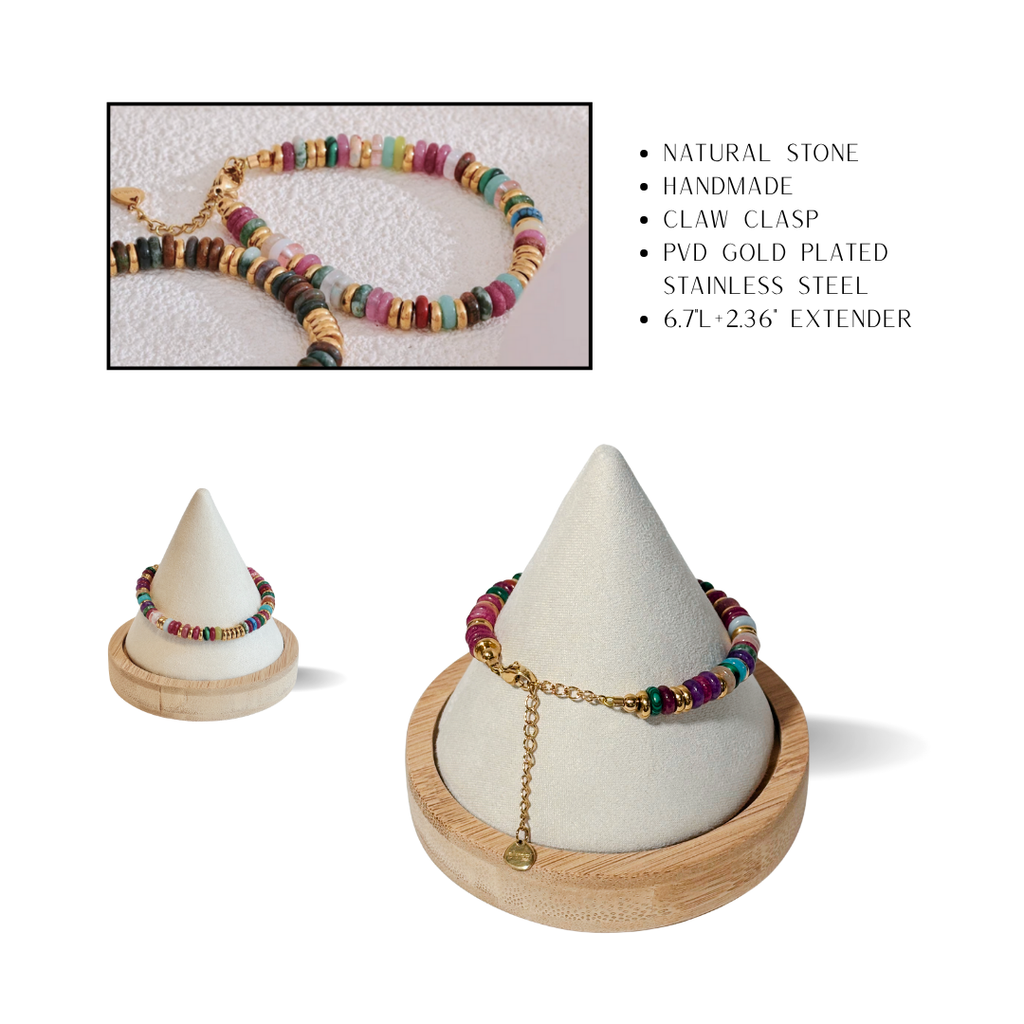 Colorful purple green blue and gold bracelet for great gift for her ideas.