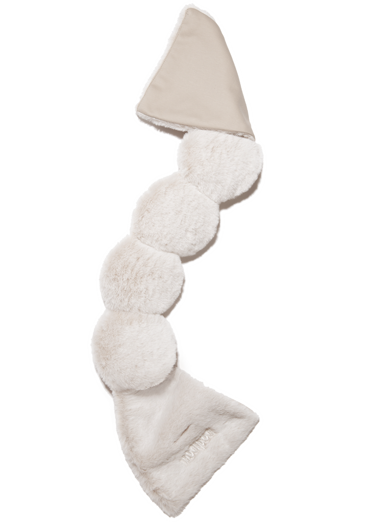 White fluffy weighted eye mask. 