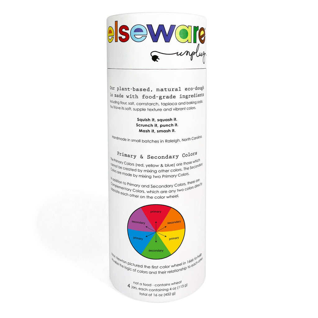 Package of elsewhere unplug eco-dough with a color wheel on a white background