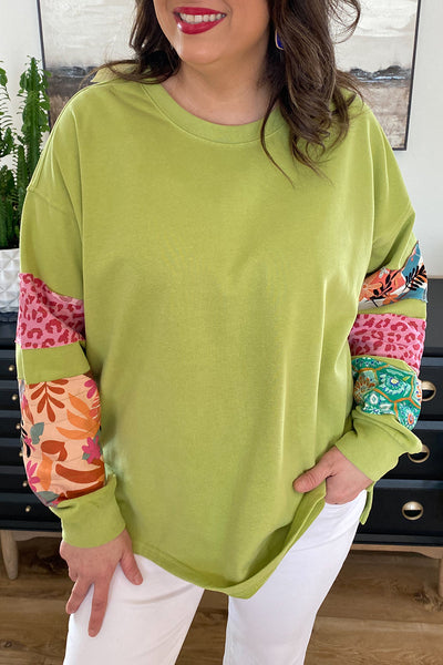 Plus Size Trendy Patchwork Sweatshirt