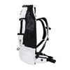 White and black hydration backpack on a white background