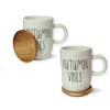 Cute Fall Mugs, Rae Dunn Fall Coffee Mugs, Coffee Mug with Wood Top Wood coasters, Fall Coffee mugs, Give thanks coffee mug, rae dunn hellow fall, rae dunn autumn vibes, rae dunn mornin pumpkin, rae dunn fall y'all, cute rae dunn fall mugs