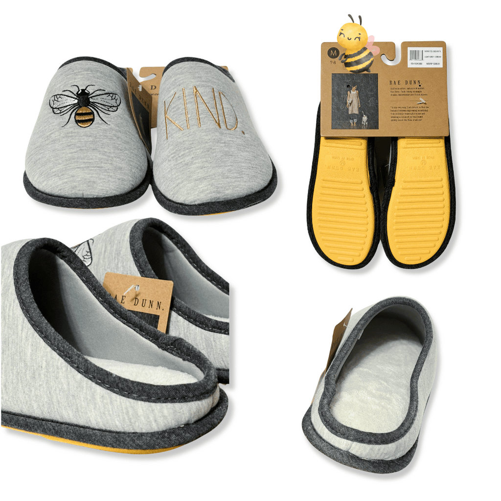 Rae Dunn Bee Slippers - S-M-L Bee Kind Jersey and Queen Bee Quilted PU | Cute Bee Slippers 
