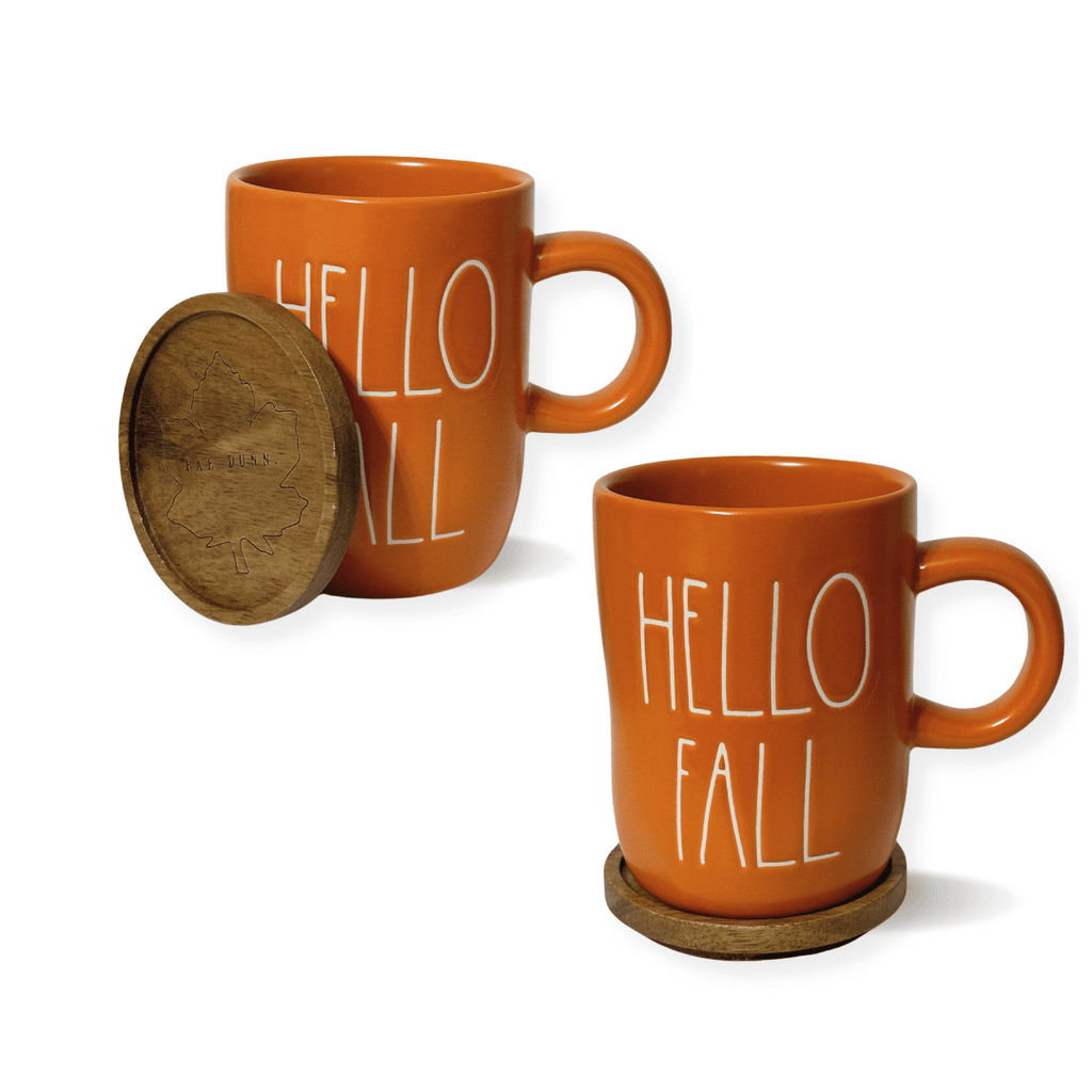 Cute Fall Mugs, Rae Dunn Fall Coffee Mugs, Coffee Mug with Wood Top Wood coasters, Fall Coffee mugs, Give thanks coffee mug, rae dunn hellow fall, rae dunn autumn vibes, rae dunn mornin pumpkin, rae dunn fall y'all, cute rae dunn fall mugs