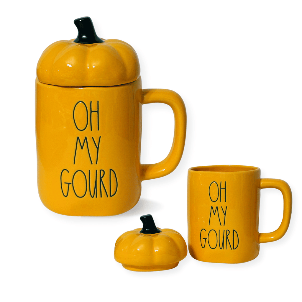 Cute Fall Decor, Rae Dunn Topper Mugs, Rae Dunn Oh My Gourd Coffee Mug with Pumpkin Top, Cute Fall Pumpkin Topper, Cute Fall Gifts Hostess Gift