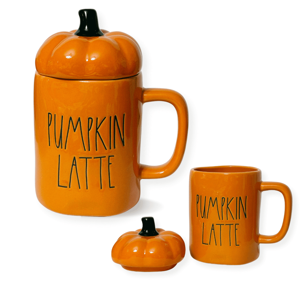 Rae Dunn Pumpkin Latte mug with pumpkin top. &nbsp;Add a touch of whimsy to your coffee or use it as a unique decor piece. &nbsp;Also a fabulous gift/hostess gift idea for gatherings, Pumpkin Latte Lovers, and Thanksgiving