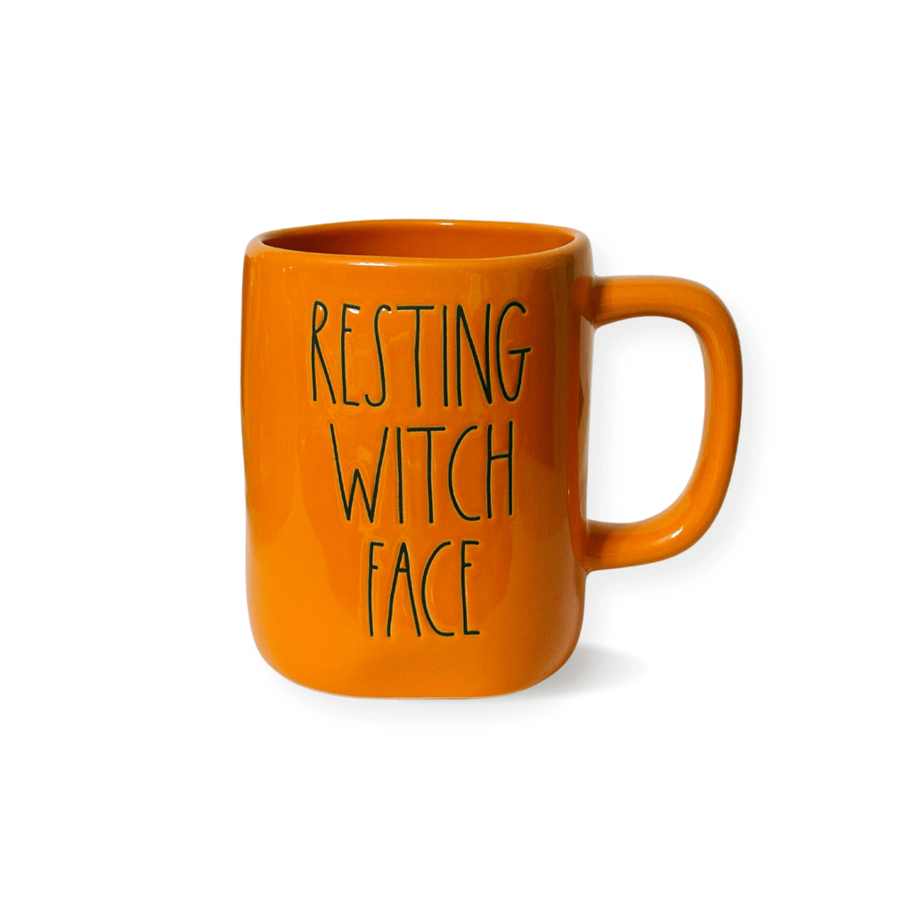 Looking for the perfect resting B*tch Face mug that works for halloween (or anytime really)? We got you covered! &nbsp;Rae Dunn's Resting Witch Face coffee mug featuring classic artisan writing is the perfect mug for you or that special person who just can't shake that look