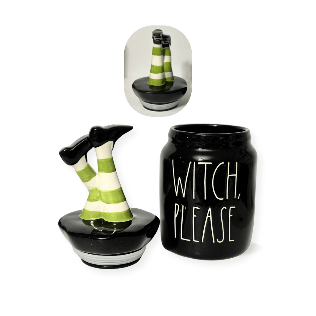 Rae Dunn Witch Please Canister | Cute Halloween Witch Please Canister | Cute Witch Gifts | Ceramic Witch Legs Container Funny Halloween Gifts