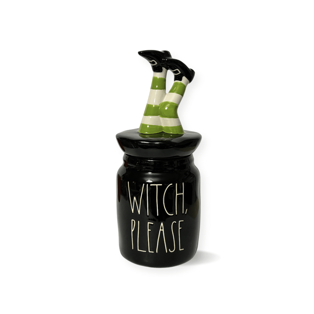 Rae Dunn Witch Please Canister | Cute Halloween Witch Please Canister | Cute Witch Gifts | Ceramic Witch Legs Container; Funny Halloween Gifts
