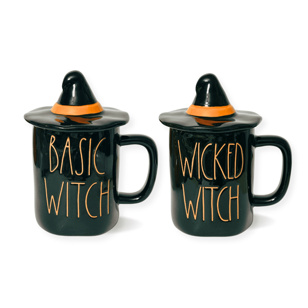 Rae Dunn Basic Witch Topper Mug; Rae Dunn Wicked Witch Topper Mug; Rae Dunn Witch Hat Mugs; Cute witch halloween mugs; Great Halloween Gift ideas; Witch Lover Mugs