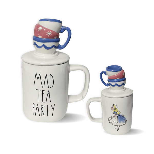Rae Dunn Alice in Wonderland Mad Tea Party Topper Mug; Rae Dunn Alice in Wonderland Mugs; Alice in wonderland tea party coffee mug