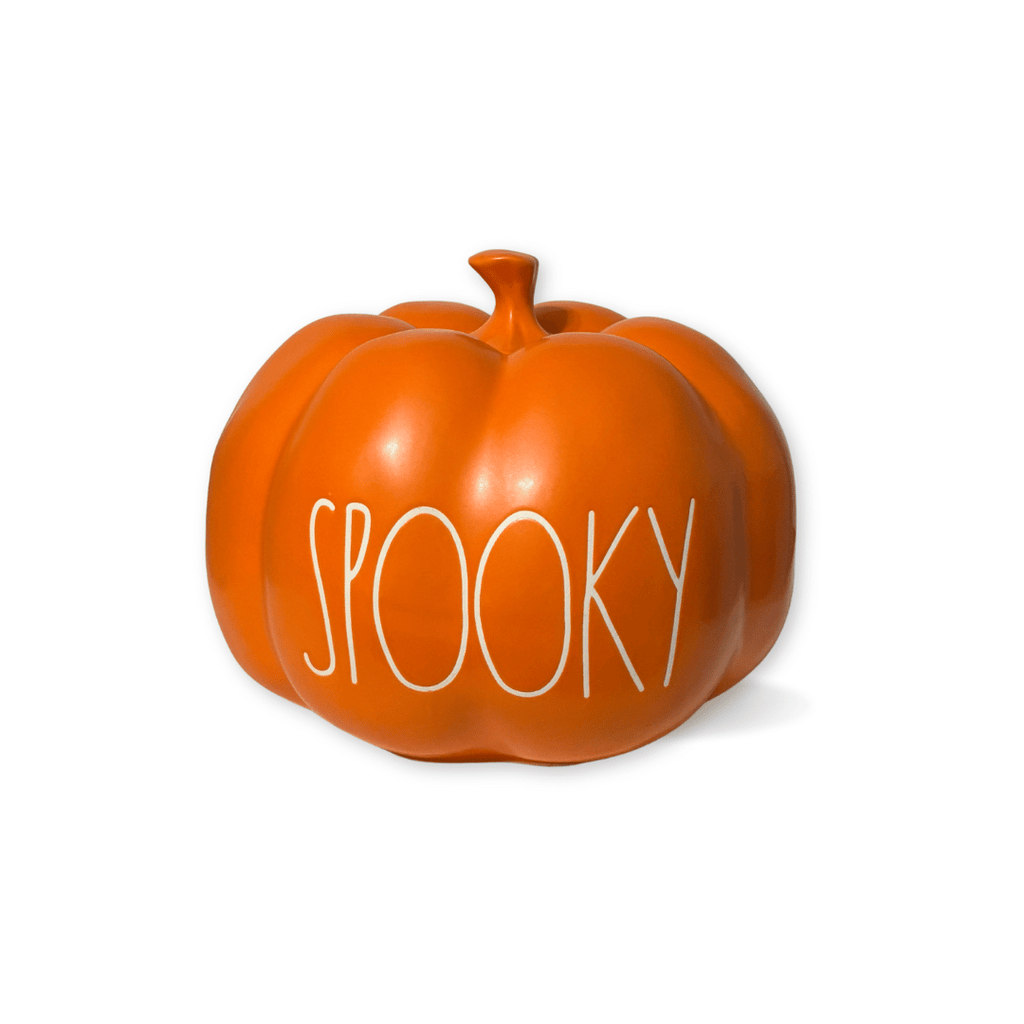 Rae Dunn Spooky Pumpkin, Rae Dunn Ceramic Halloween Pumpkins, Ceramic pumpkin decorations, farmhouse halloween ideas, pumpkin door stopper. Cute stoneware pumpkins for halloween.