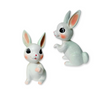 These charming 8" bunnies in teal and light pink will transport you back in time with their hand-painted, glittery retro vintage style. You can't help but adore them.