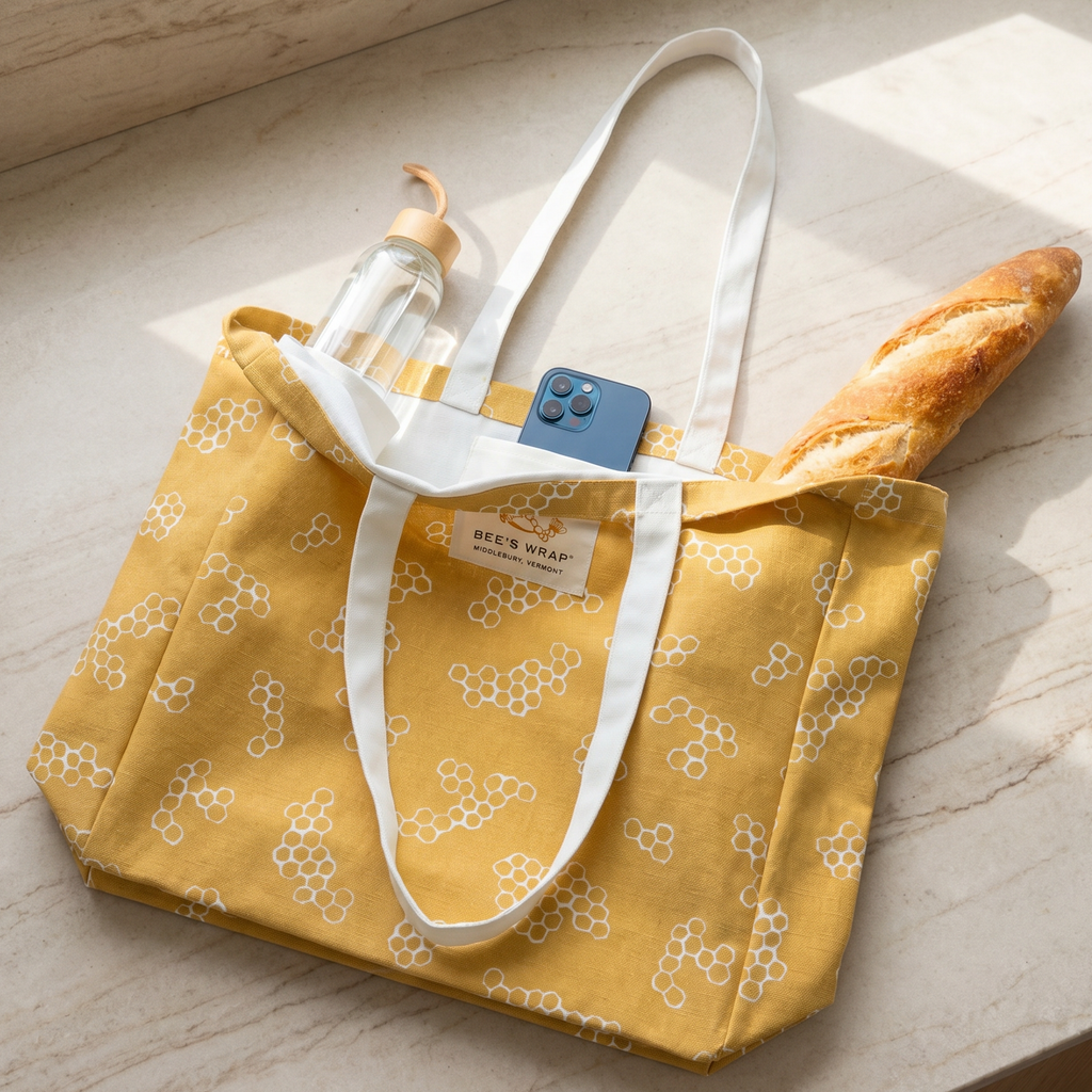 Reusable Market Tote - Organic Cotton Shopping Bag - Plastic Free Life