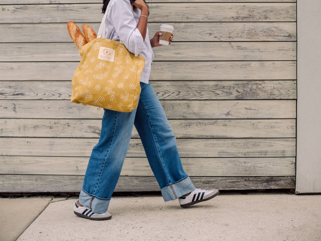 Reusable Market Tote - Organic Cotton Shopping Bag - Plastic Free Life 3