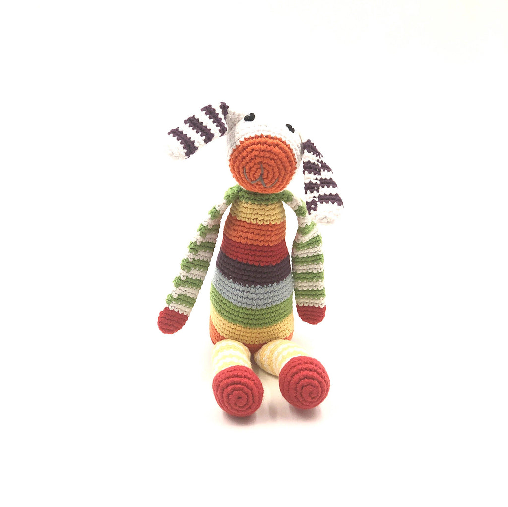 Colorful organic cotton bunny crocheted fair trade toy