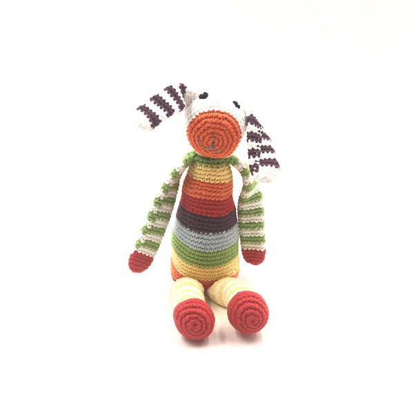 Colorful organic cotton bunny crocheted fair trade toy