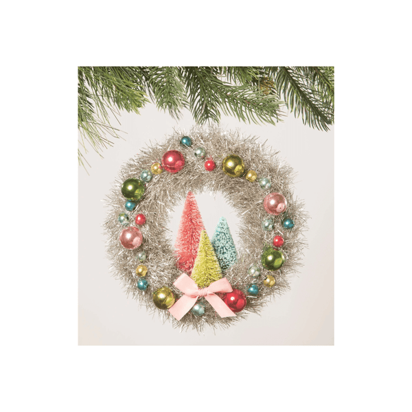 Bethany Lowe Designs Seasonal & Holiday Decorations Bethany Lowe Designs Brights Tinsel Wreath | Tinsel Wreath with Trees