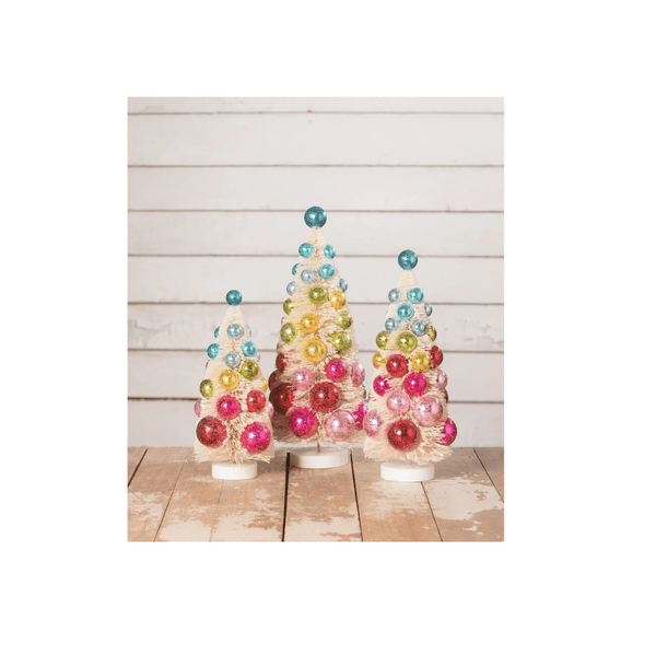 Bethany Lowe Designs Seasonal & Holiday Decorations Bethany Lowe Designs Colorful Bottle Brush Trees Set of 3 | Ornament Bottle Brush Trees